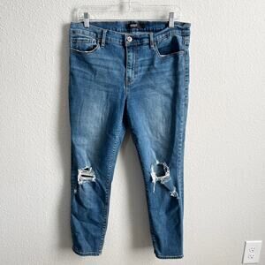 Hudson Tally Skinny Jeans Women's 31 Mid Rise Crop Distressed Medium Wash Casual